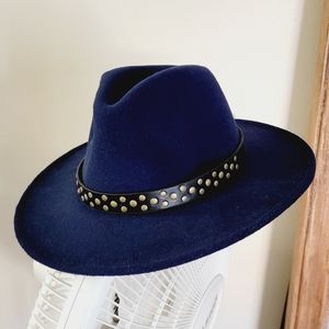 Charlotte Russe Wool Navy Blue Fedora Hat